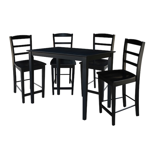 International Concepts Square 30X48 Gathering Height Table with 4 Madrid Stools, Black, 30 W, 48 L, 36 in H, Wood, Black K46-3048-S402-4 - main